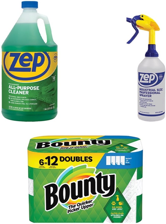 Zep Professional All-Purpose Cleaning Kit - Industrial Spray Bottle, Concentrated All-Purpose Cleaner, & Bounty Paper Towels