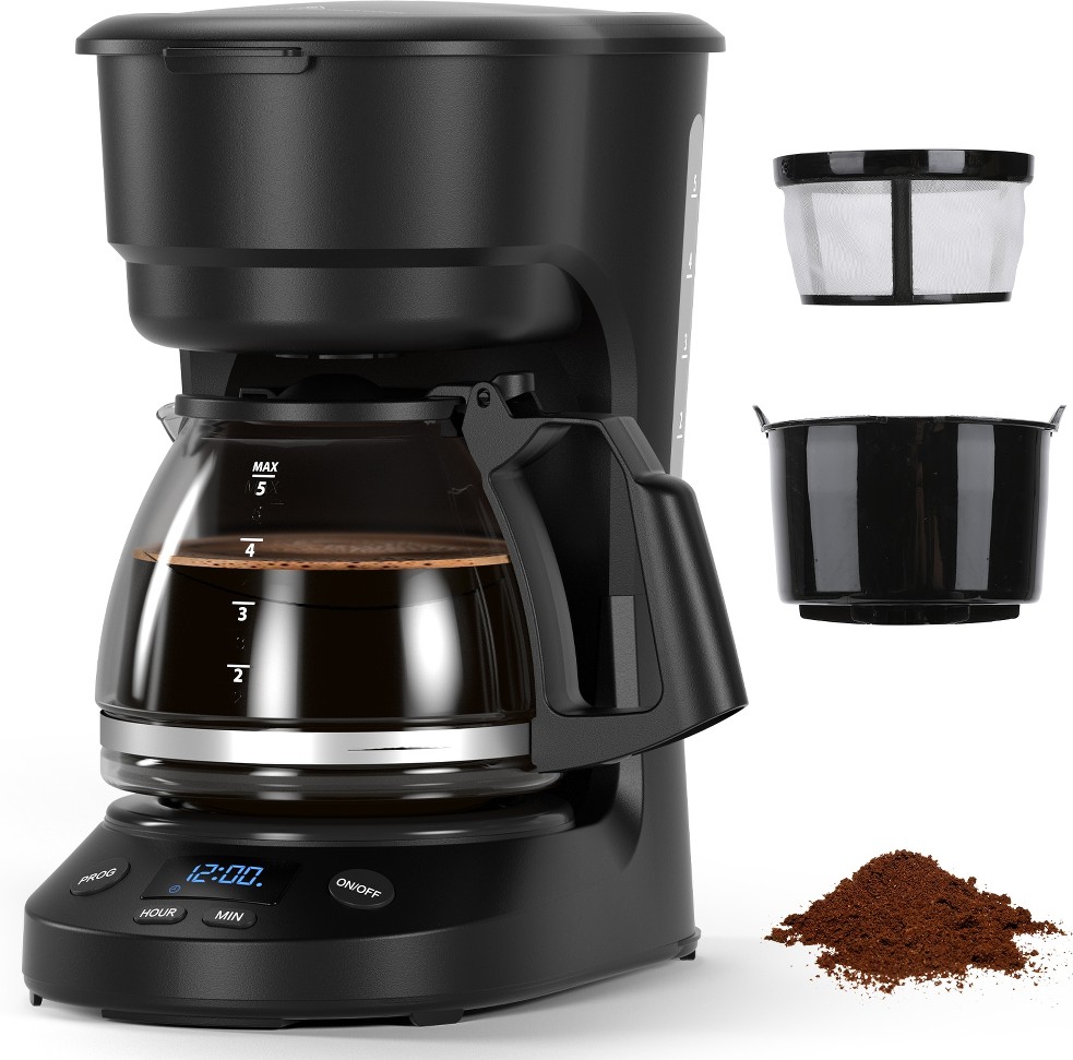 5 -Cup Programmable Residential Drip coffee maker with Automatic Shut-Off ( Black )