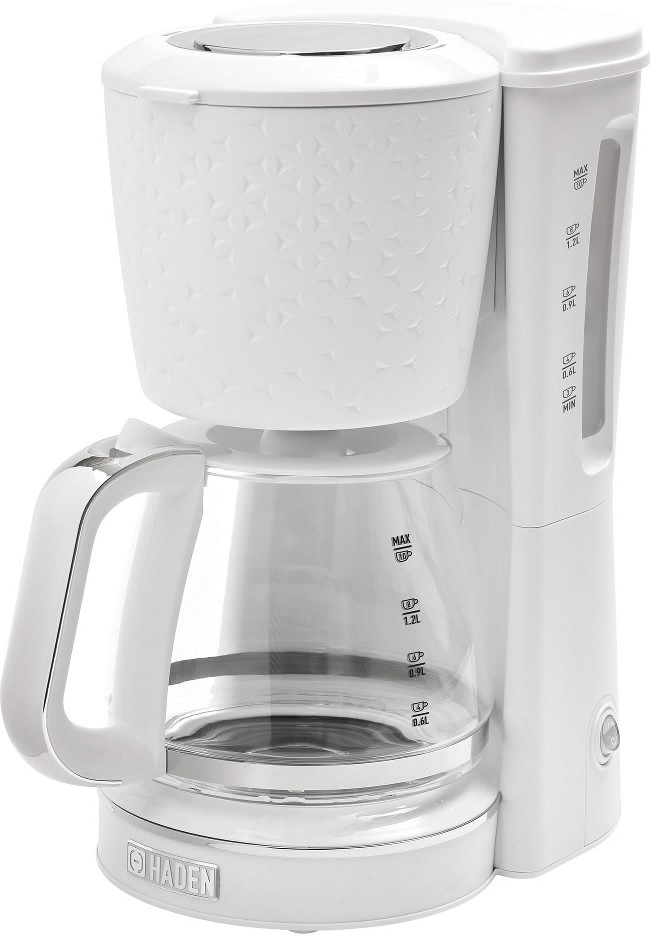 Starbeck Coffee Machine 10 Cup Automatic Drip Coffee Maker with Anti Drip Function and Reusable Washable Water Filter White Chrome