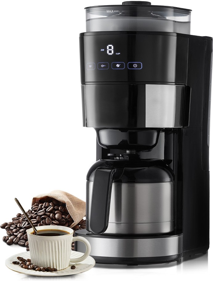 Coffee Maker with Grinder 8 -Cup Programmable Commercial Combination coffee maker ( Black )