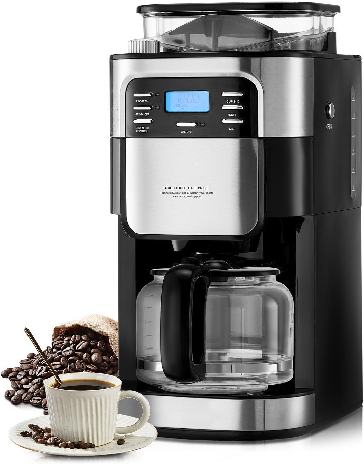Coffee Maker with Grinder 12 -Cup Commercial Combination coffee maker ( Black )