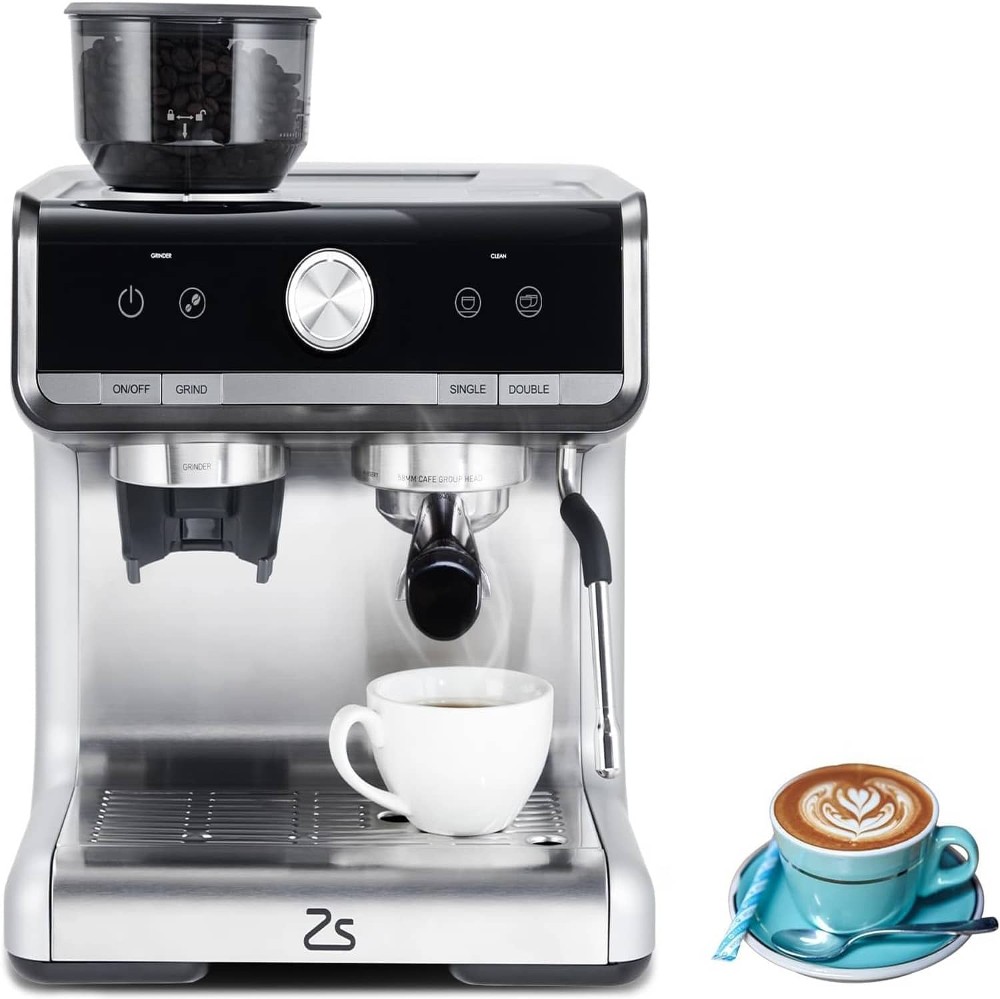 Espresso machine with grinder 20 bar espresso machine with milk frother steam wand stainless steel