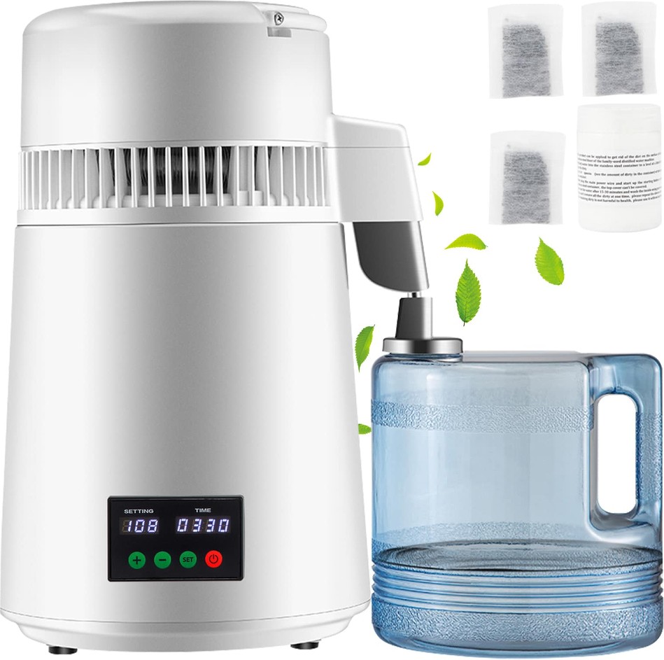 750 W 6.3 Gal/D Water Distiller White 1 -Cup Digital Electric kettle with Automatic Shut-Off
