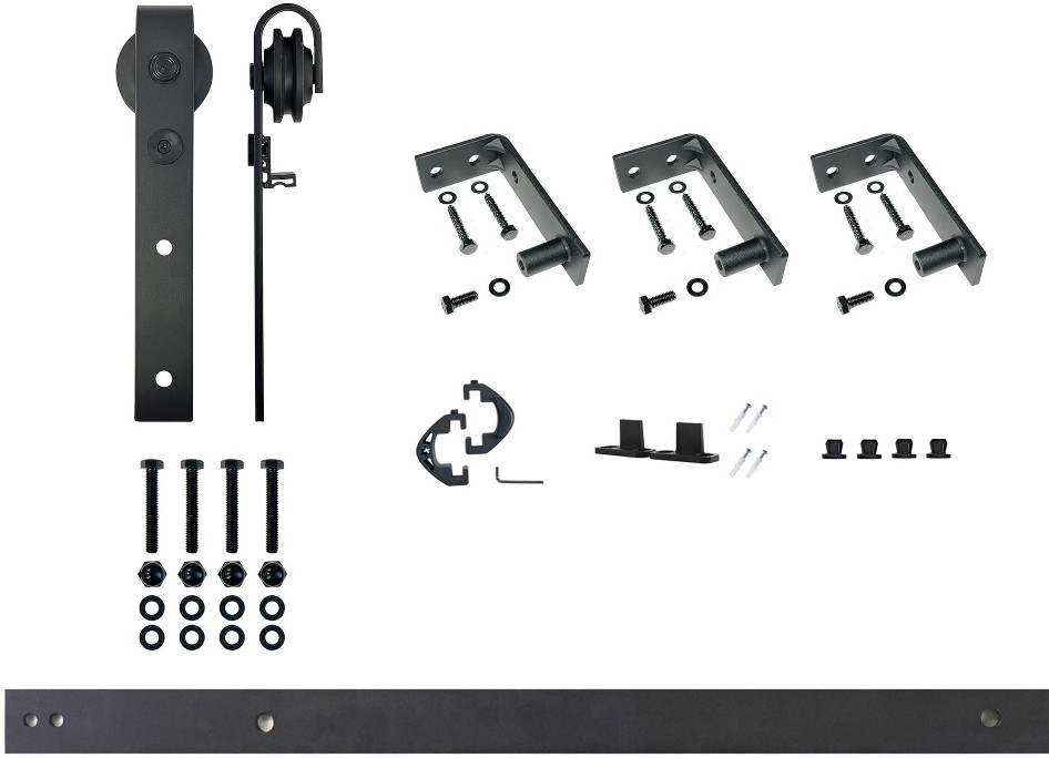 48-in Rustic black Black Indoor J-strap Single Barn door hardware kit