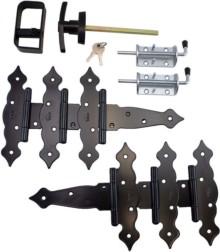 Hardware Door Kit w/Door T-Handle Barrel Bolts 6-inch Decorative Hinges (Heavy-Duty Barrel Bolt)