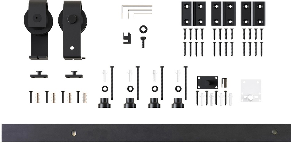 33-in Rustic black Black Indoor T-strap Single bifold Barn door hardware kit