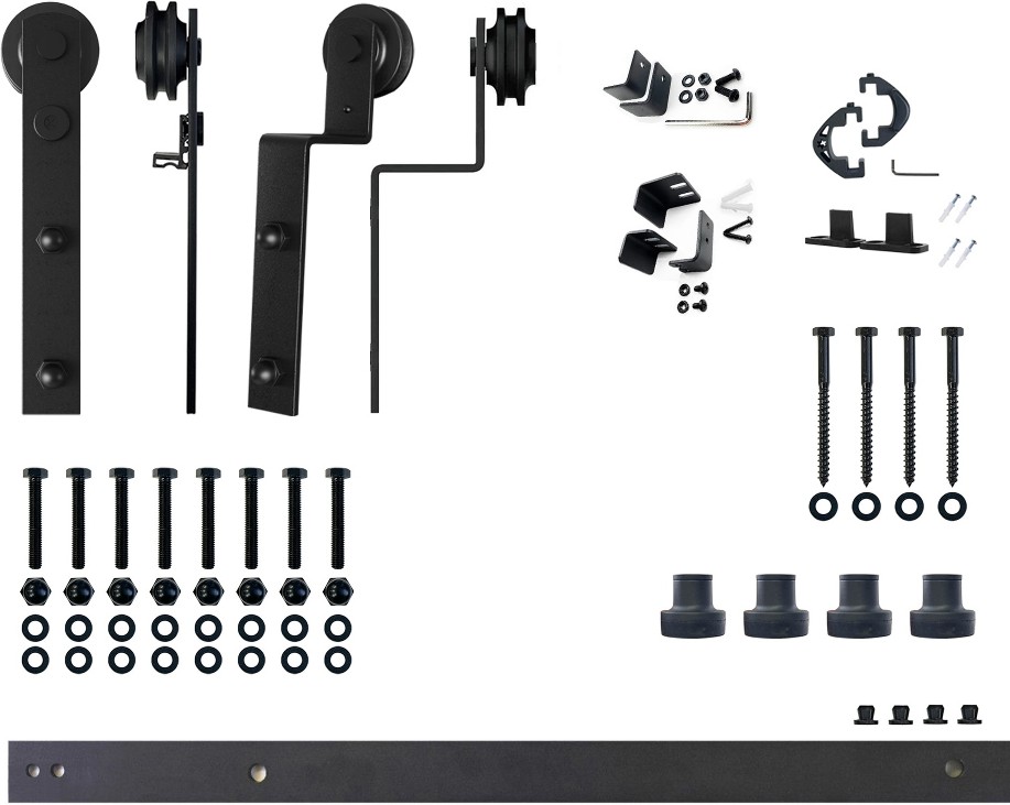 60-in Rustic black Black Indoor I-strap Double bypass Barn door hardware kit