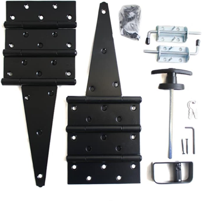 Hardware Door Kit w/Door T-Handle Barrel Bolts 8-inch Standard Hinges (Heavy-Duty Barrel Bolt)