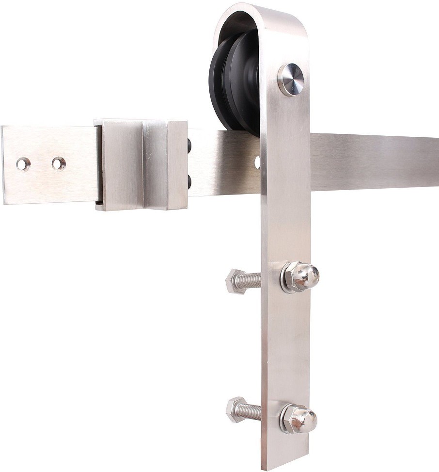 78-in Satin Satin Nickel Indoor/Outdoor J-strap Single Barn door hardware kit