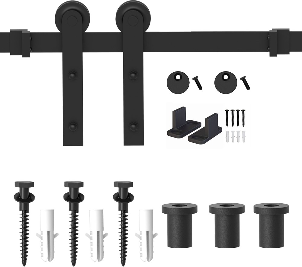 48-in Matte Matte Black Indoor I-strap Single Barn door hardware kit
