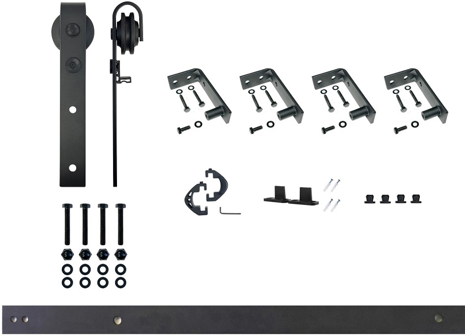 60-in Rustic black Black Indoor J-strap Single Barn door hardware kit