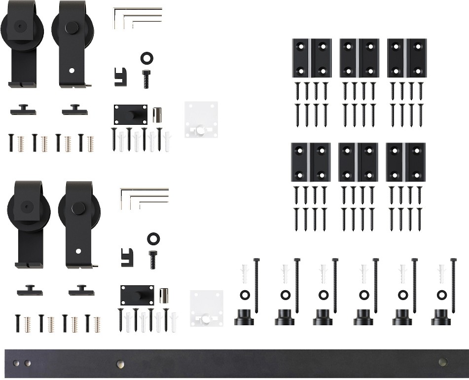 66-in Rustic black Black Indoor T-strap Double bifold Barn door hardware kit