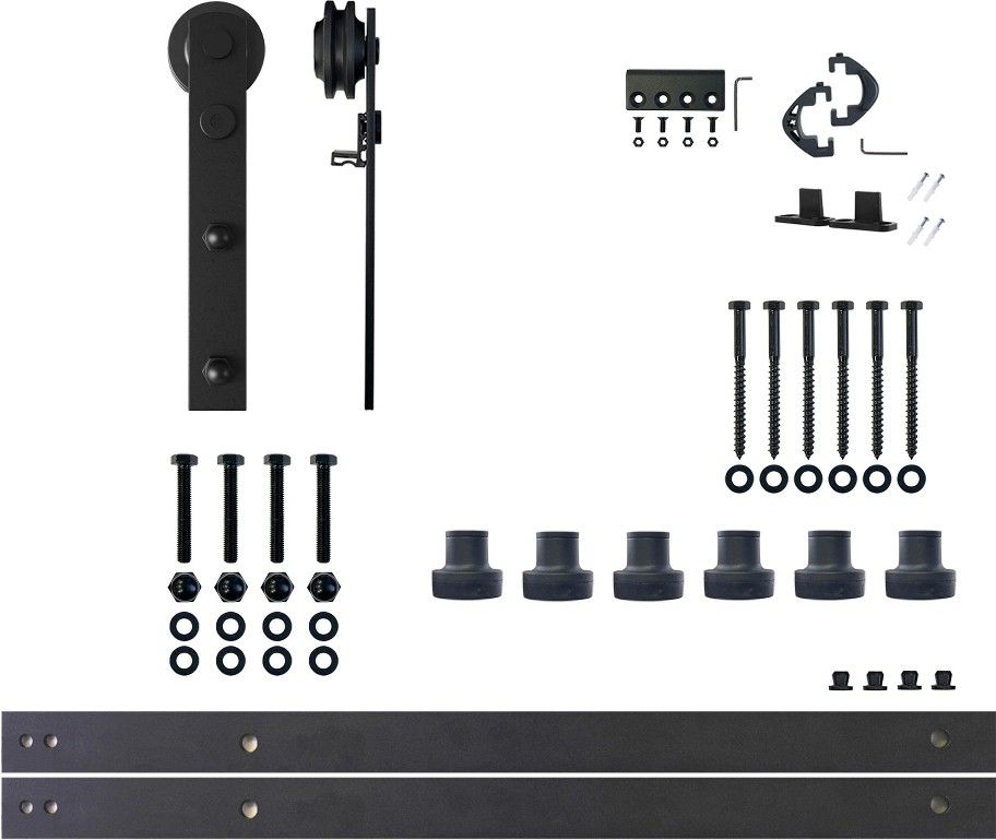 108-in Rustic black Black Indoor I-strap Single Barn door hardware kit