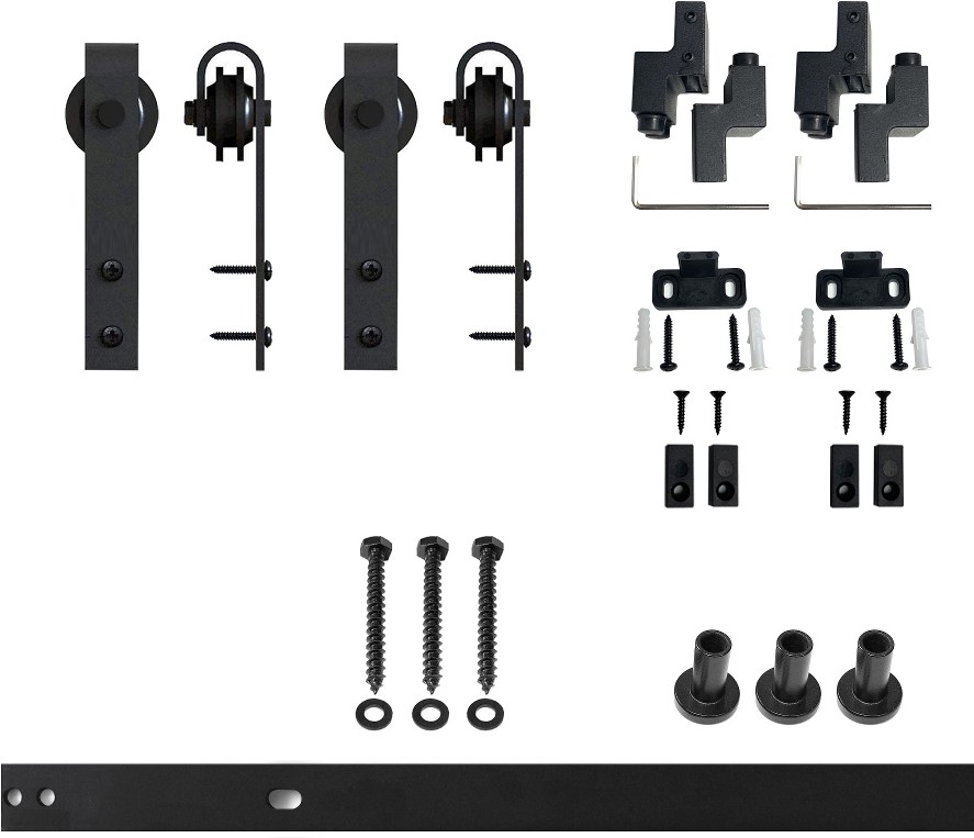 48-in Rustic black Black Indoor J-strap Single Barn door hardware kit