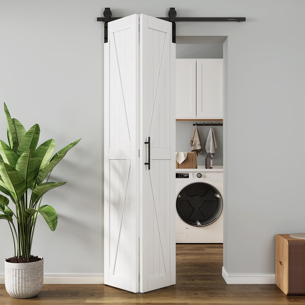 36 inch x 84 inch Solid Core White Finished Pine Wood Bi fold Door Panel