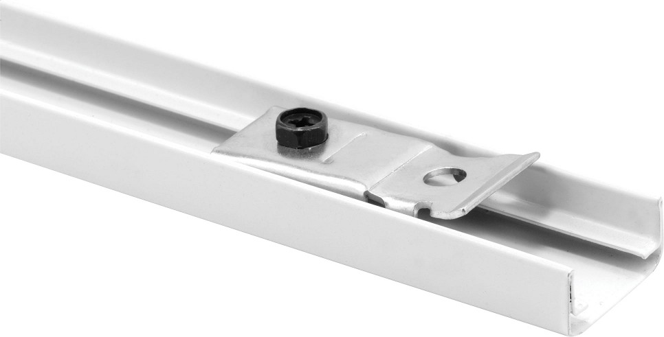 Bi-Fold Door Track with Pivot Sockets 29-3/4 inch Length Steel White Enamel (1 Set)