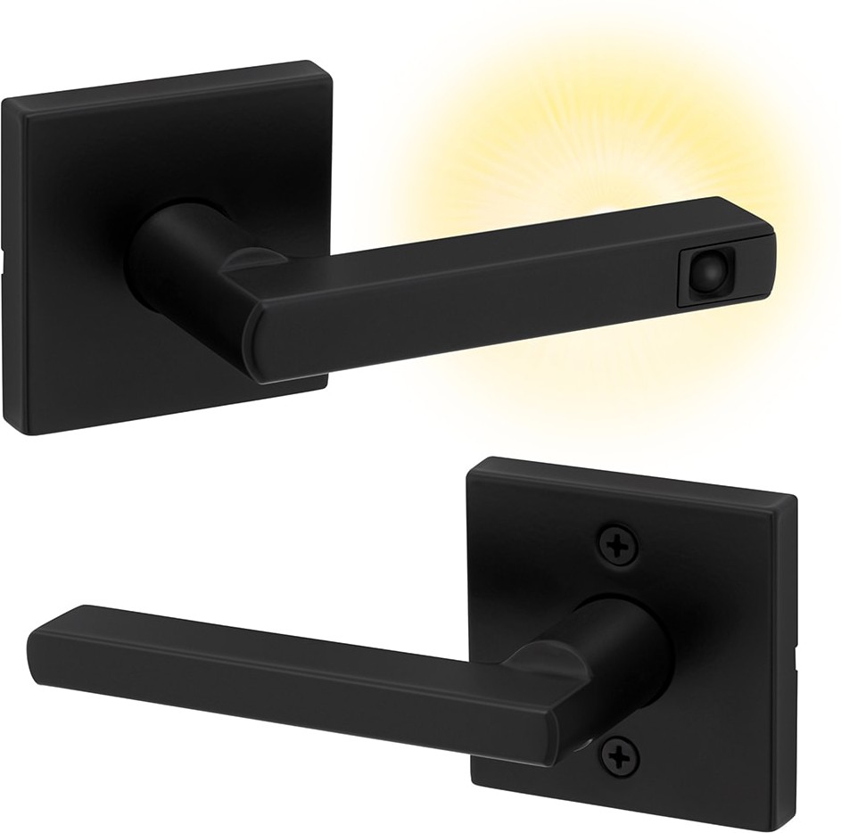 Halifax LED Motion Activated Matte Black Interior/Exterior Bed/Bath Hall/Closet Passage Door Handle