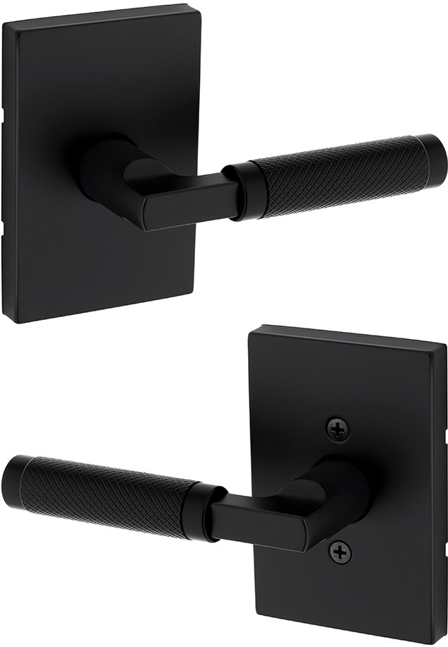 Knurled Prava Matte Black Interior Hall/Closet Passage Door Handle