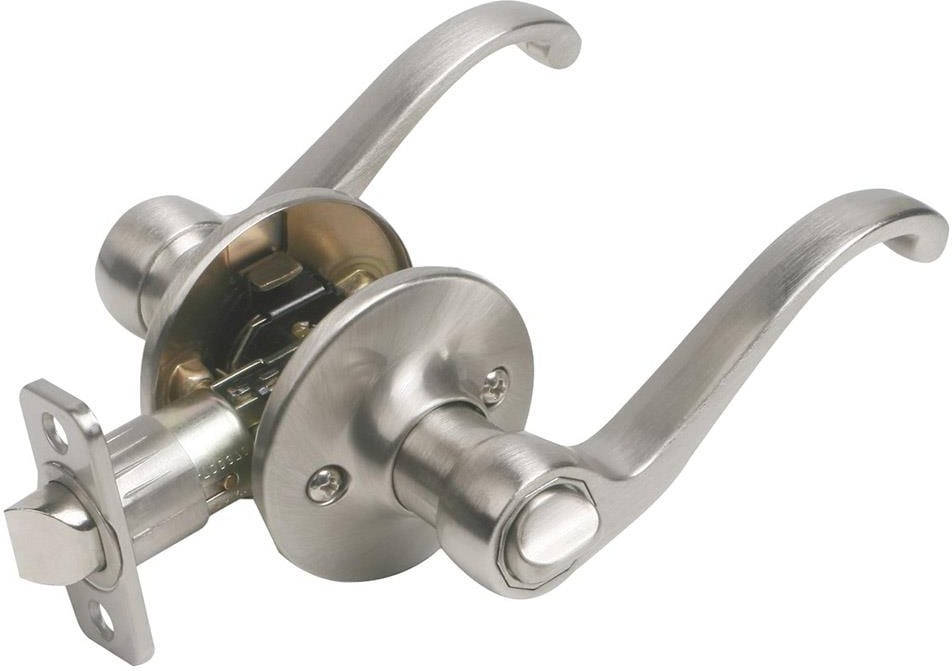 Scroll Scroll Satin Nickel Interior Bed/Bath Privacy Door Handle