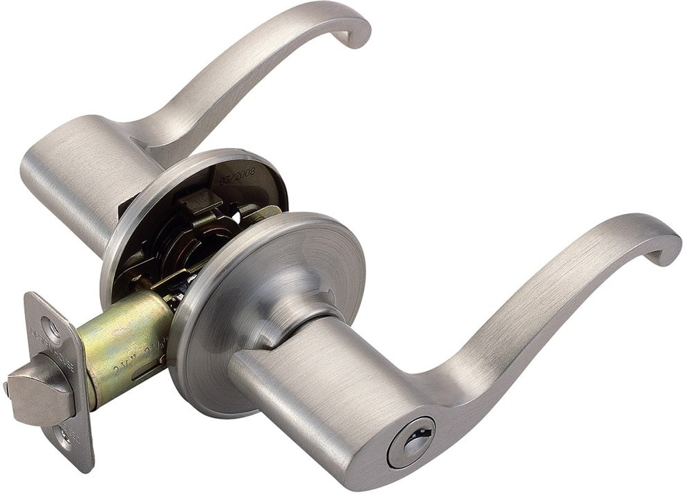 Scroll Scroll Satin Nickel Exterior Keyed Entry Door Handle