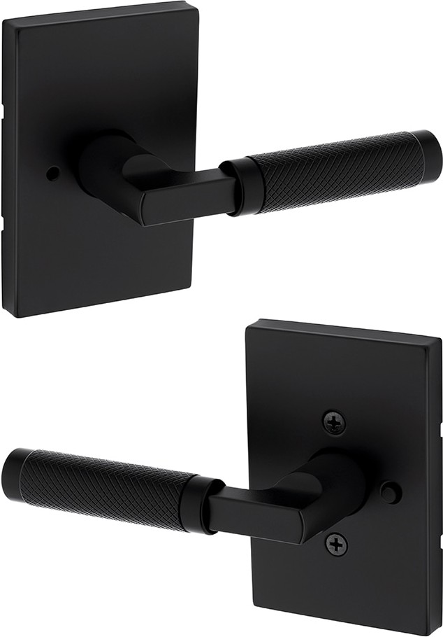 Knurled Prava Matte Black Interior Bed/Bath Privacy Door Handle