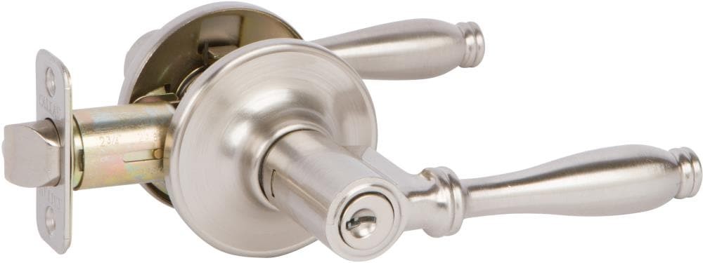 Silona Satin nickel Interior/Exterior Keyed Entry Door Handle