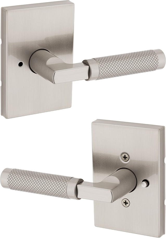 Knurled Prava Satin Nickel Interior Bed/Bath Privacy Door Handle