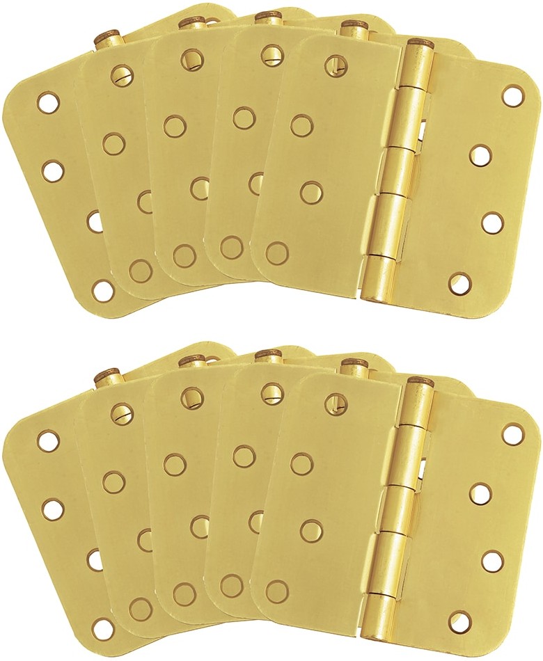 4-in H x 5/8-in Radius Satin Brass Butterfly Interior/Exterior Door Hinge 10 -Pack