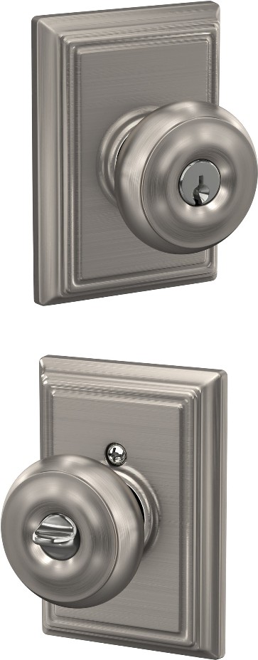 Customizable Keying Georgian-Addison Satin Nickel Exterior Keyed Entry Door Knob