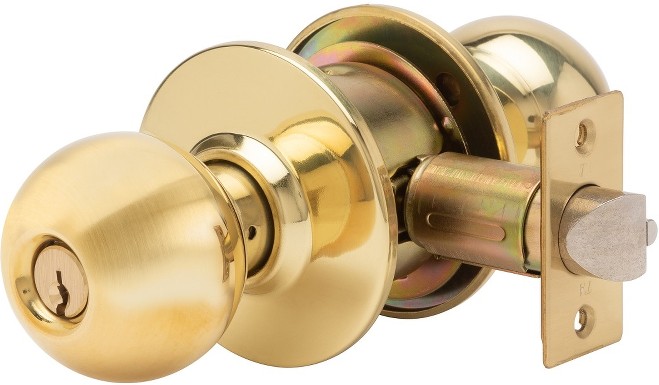 SVB Commercial Lock SVB Knob Bright Brass Interior/Exterior Bed/Bath Storeroom Door Knob