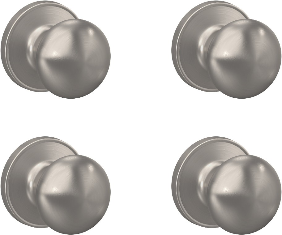 Marwood Satin Nickel Interior Hall/Closet Passage Door Knob Multi-pack 4 -Pack