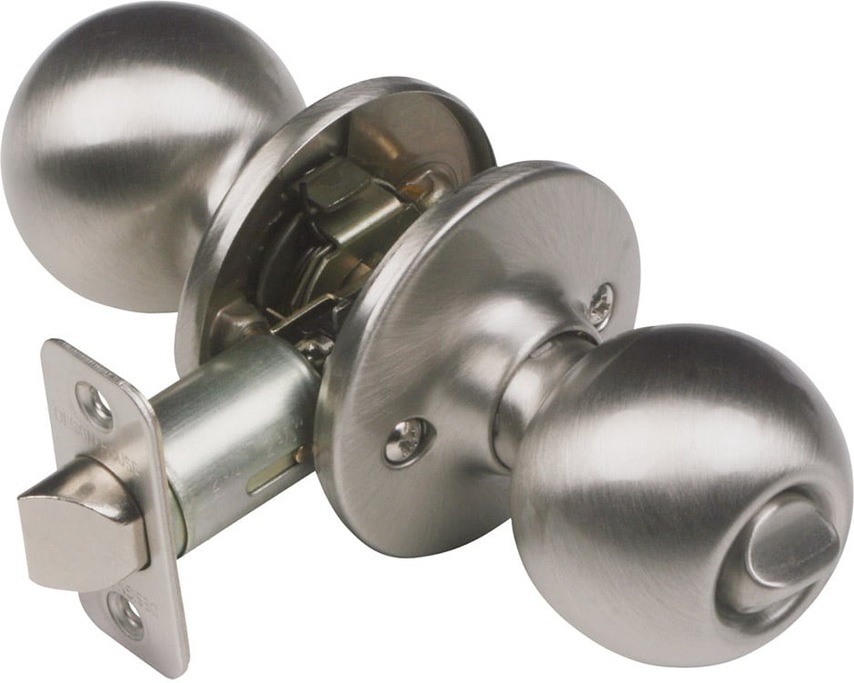 Ball Ball Satin Nickel Interior Bed/Bath Privacy Door Knob