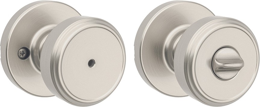 Maven Satin Nickel Interior Bed/Bath Privacy Door Knob with Antimicrobial Technology