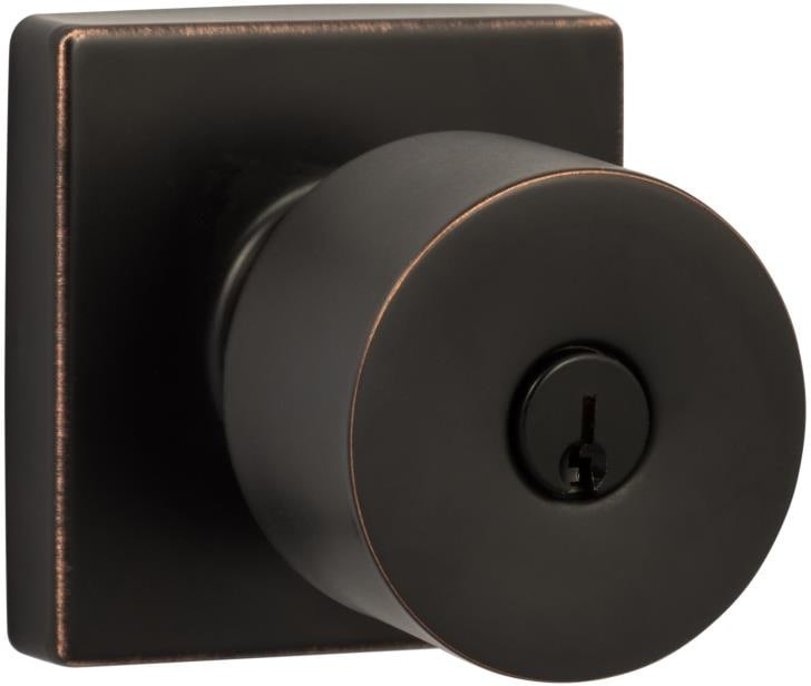 Ridgecrest Modern Bergen-Square Satin Stainless Interior/Exterior Keyed Entry Door Knob
