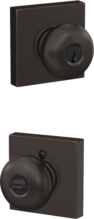 Plymouth - Collins Aged Bronze Exterior Keyed Entry Door Knob