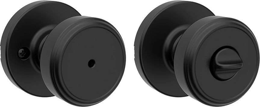 Maven Matte Black Interior Bed/Bath Privacy Door Knob with Antimicrobial Technology