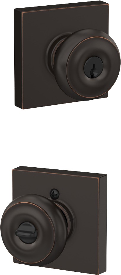 Georgian - Collins Aged Bronze Exterior Keyed Entry Door Knob