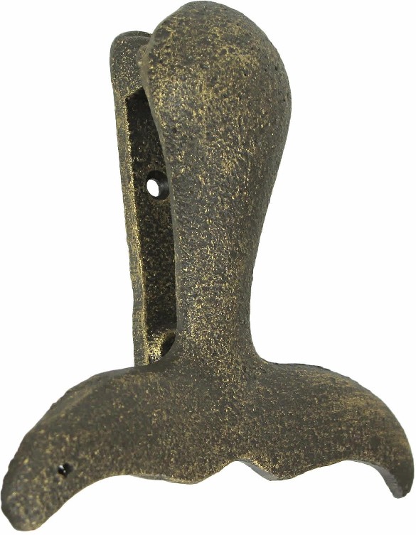 Cast Iron Whale Tail Door Knocker Bronze Decorative Coastal Accent Nautical