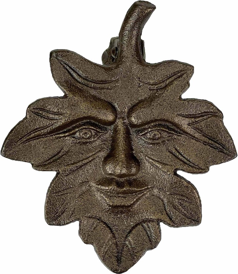 Bronze Finish Cast Iron Leaf Face Door Knocker - Artistic Entry Decor
