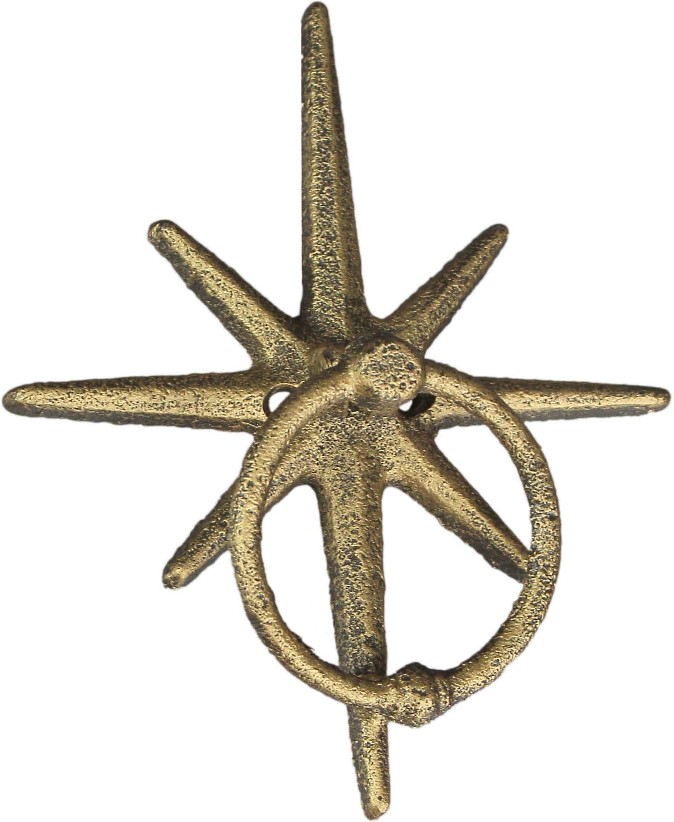 Gold Cast Iron Decorative Starburst Door Knocker Rustic Celestial Home Decor