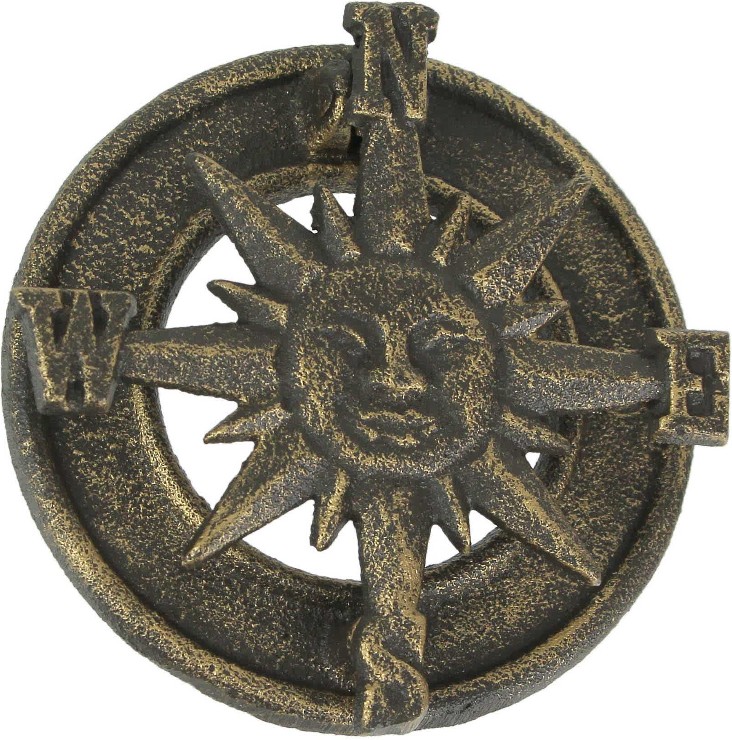Bronze Cast Iron Decorative Sun Compass Rose Door Knocker Rustic Home Decor