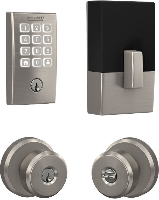 Arrive Century Satin Nickel Electronic Deadbolt and Bowery Keyed Entry Door Knob Bundle