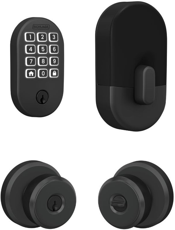 Arrive Remsen Matte Black Electronic Deadbolt and Bowery-Greyson Keyed Entry Door Knob Bundle