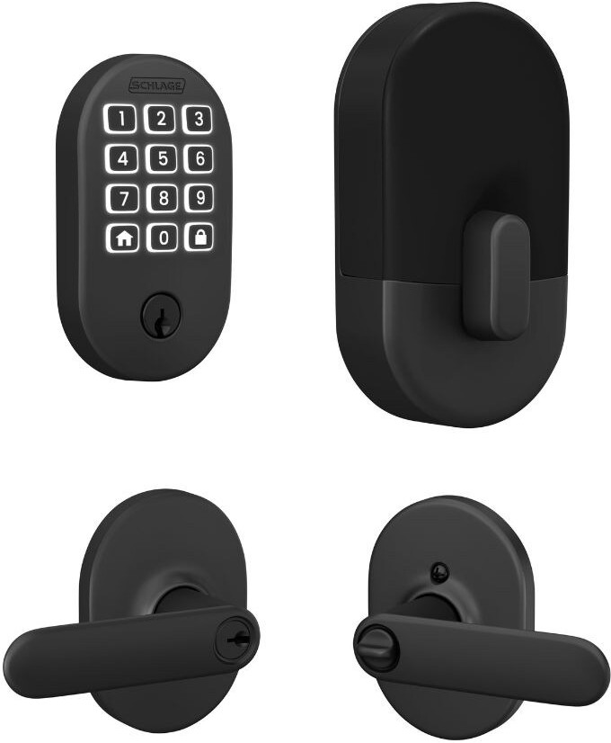 Arrive Remsen Matte Black Electronic Deadbolt and Davlin-Remsen Keyed Entry Door Handle Bundle