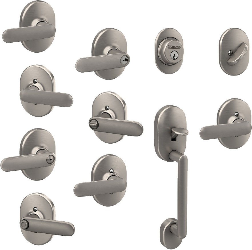 Remsen-Davlin Satin Nickel Door Handle and Handleset Collection