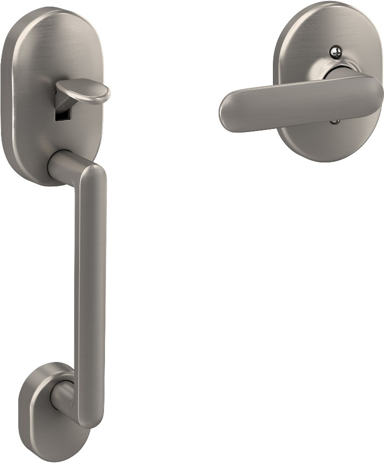 Remsen-Davlin Satin Nickel Entry Door Exterior Handle with Decorative Lever