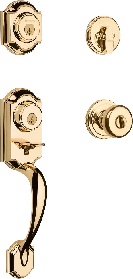 Montara Polished Brass Single-Cylinder Keyed Entry Door Handleset with Knob and SmartKey