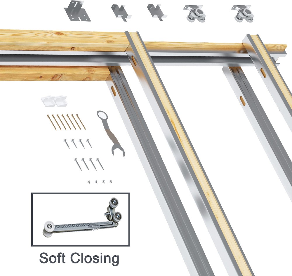 Pocket Door Track and Hardware Kit 3 -Pack