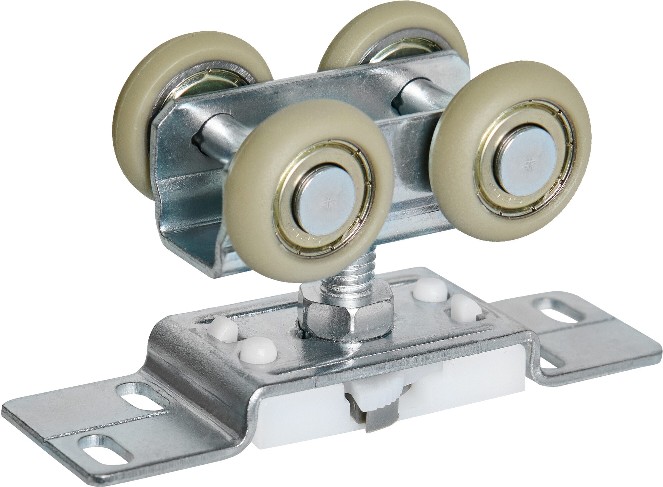 1-in x 2.25-in Steel and Rubber Pocket Door Frame with 2 door trolleys, 2 door trolley brackets