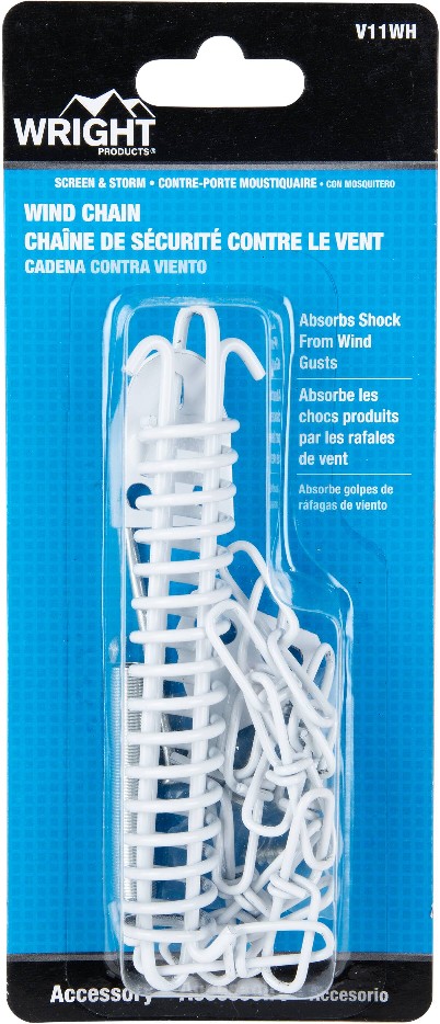 13-in Wind Chain Adjustable White Metal Hold Open Screen/Storm door chain stop